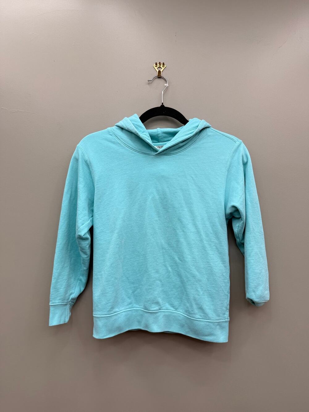 Comfort Colors Youth Medium Aqua Garment Dyed Pullover Hoodie 100% Cotton